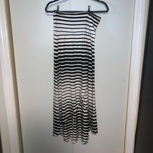 Black and with striped maxi skirt with crossover